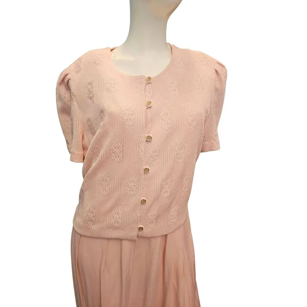 Periwinkle Pink Crochet Top Dress Womens size 18 Vintage 80's Has Tags Plus Size - Picture 3 of 9